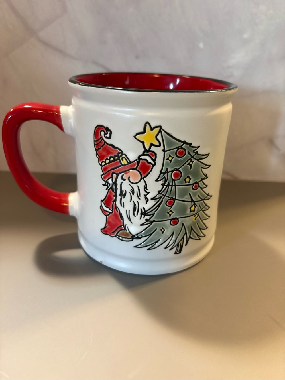 Spectrum designz Christmas Gnome Ceramic Mug with Tree - Red & White